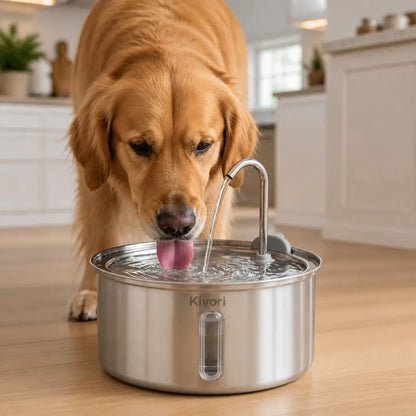 Doggy Fountain — retriever drinking