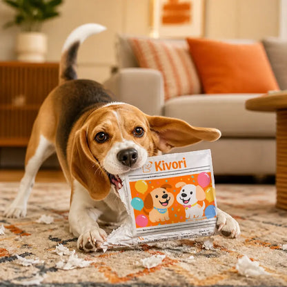 Newspaper Dog Toy — beagle playing
